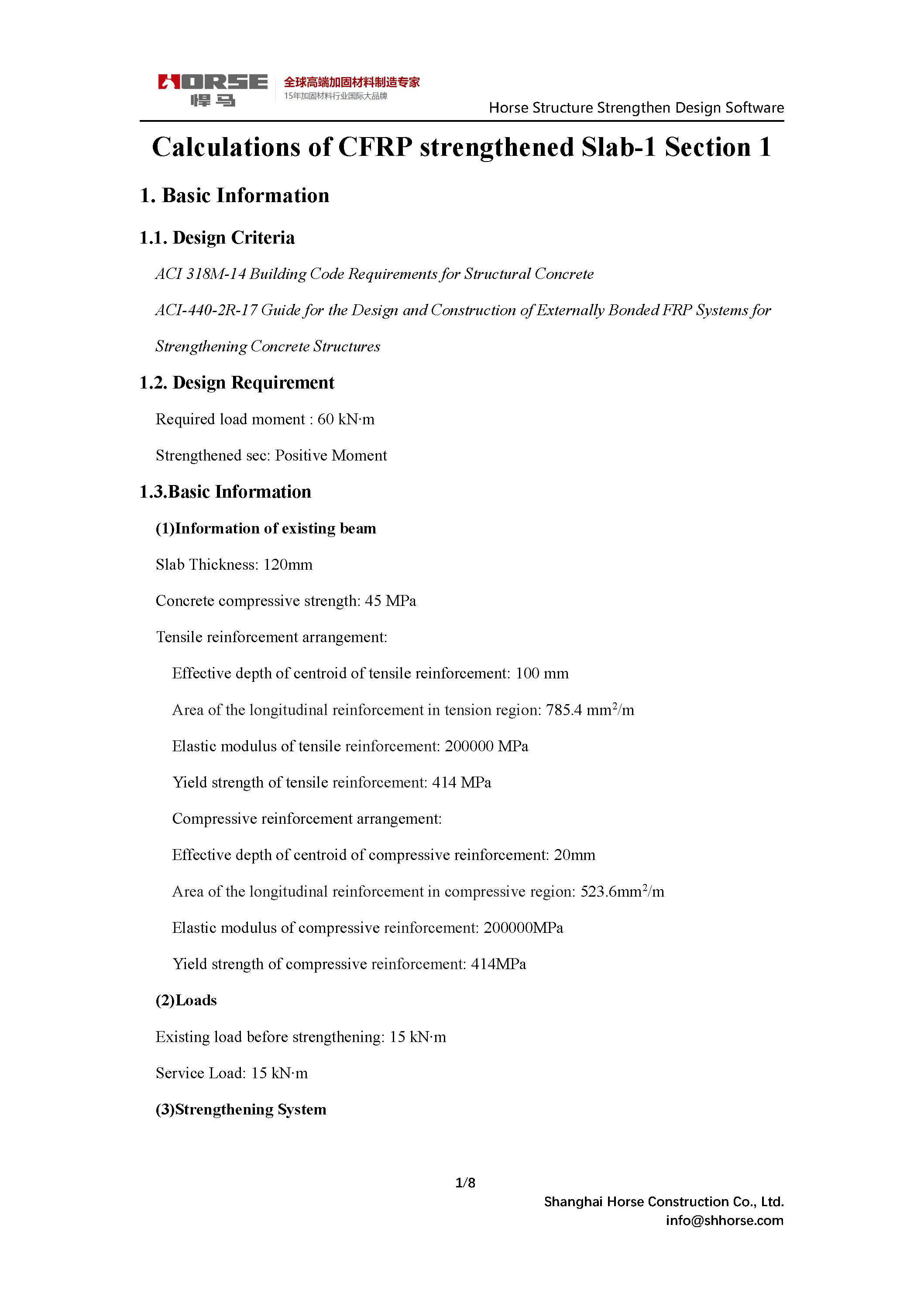 Horse FRP Design Software I Slab Strengthening