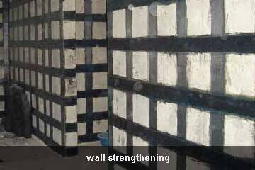 wall strengthening by carbon fiber fabric